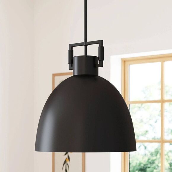 Open Box - Nathan James - Leigh Brass Dome Shade Pendant Ceiling  Black - Picture 3 of 4
